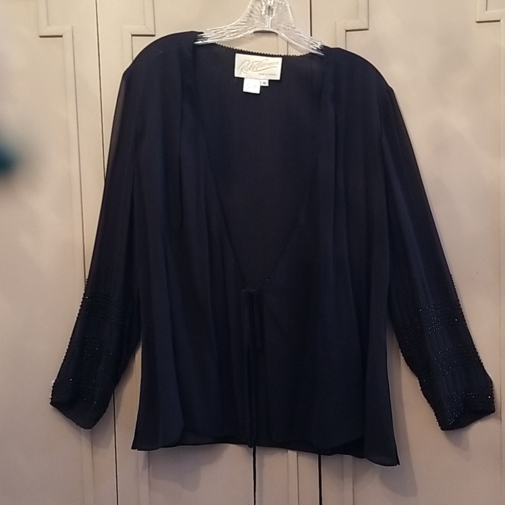 Rickie Freeman Evening Wear Sheer silk top with wi